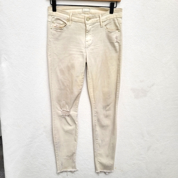 Mother Sexy Just Walked Into Town White jeans Looker Ankle Fray - Picture 1 of 9